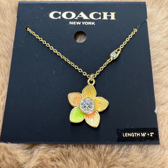 Coach Jewelry - Coach Gold and Orange Flower Pendant Necklace